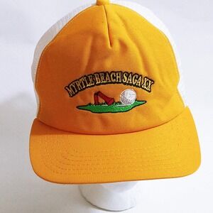 Vtg Myrtle Beach Saga XX Golf Snapback Baseball Hat New Era USA (hb2)